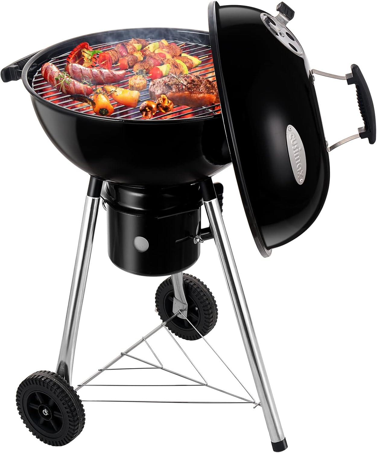 CUSIMAX Charcoal Grill Portable BBQ Grill Kettle 22.5 inch, Outdoor Grills & Smokers for Patio Backyard Barbecue Camping, Black