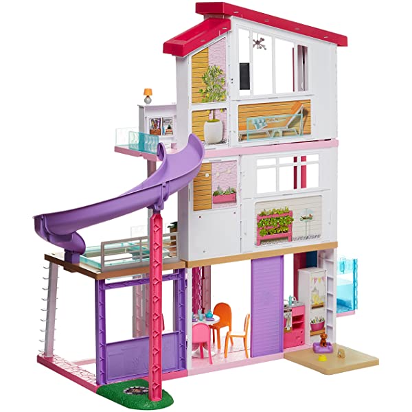 Barbie Dreamhouse Dollhouse with Wheelchair Accessible Elevator, Pool, Slide and 70 Accessories Including Furniture and Household Items