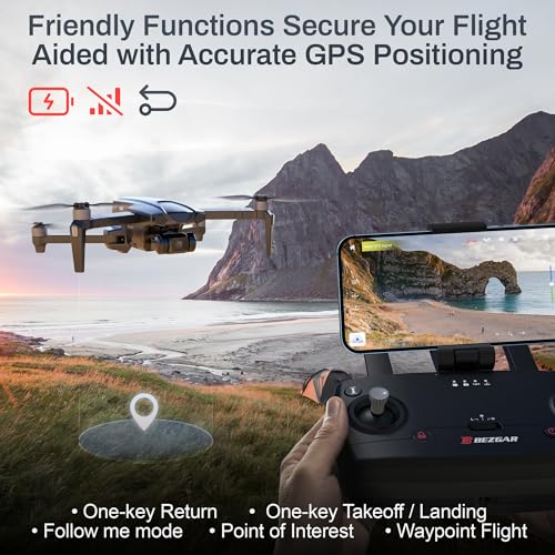 BEZGAR BD901 Drones with Camera for Adults 4K Long Range - Foldable Mini Drone with 4K Video, 3-Axis Gimbal, 3KM Transmission, 23 Mins Flight Time