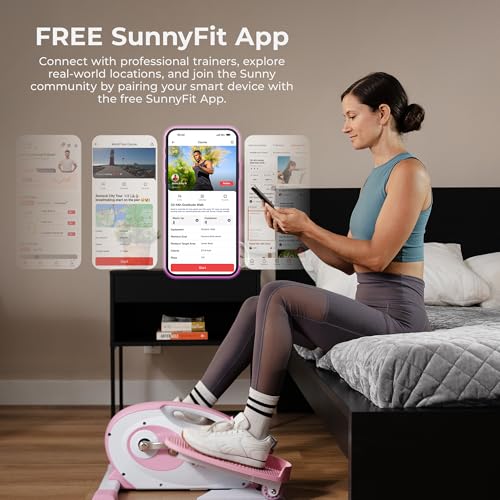 Sunny Health & Fitness Sitting Under Desk Elliptical Exerciser, Portable Pedal Training Machine for Senior Exercise, Peddler for Home Workout