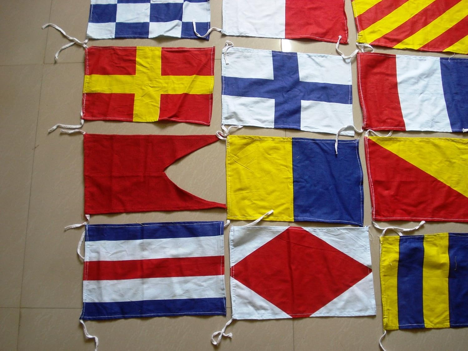 Brass Blessing Naval Signal Flag Set - Complete Set - Maritime/Marine/Boat/Yacht/Beach Party Nautical Decor (Polyester, 14 Flag Set Small)