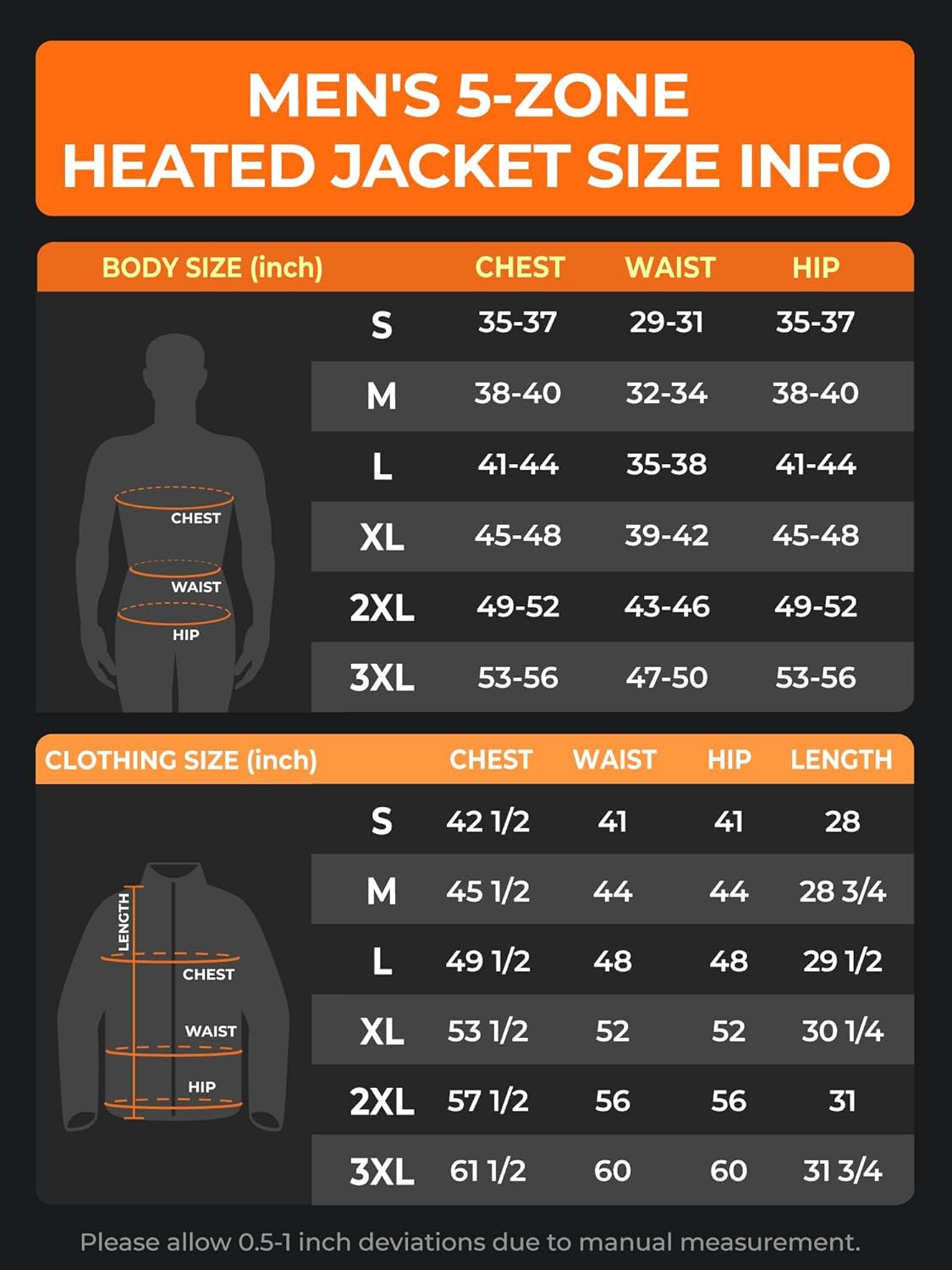 ORORO Men's Dual Control Heated Jacket (Black, XL) and Extra Battery