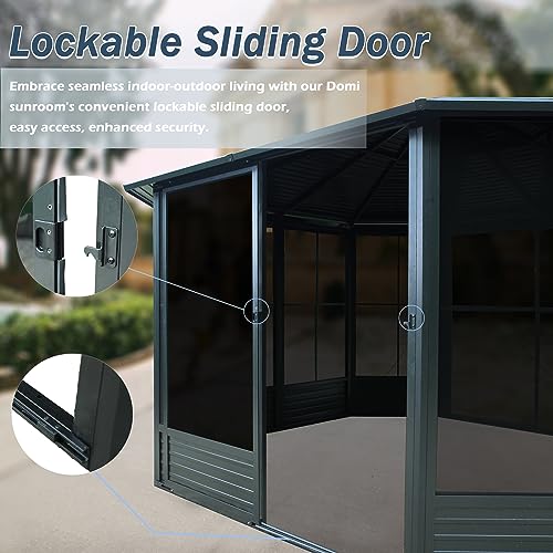 Domi 10' x 10' Hardtop Gazebo Outdoor Metal Gazebo with Galvanized Steel Double Roof Canopy, Curtains and Netting for Patio, Backyard, Deck