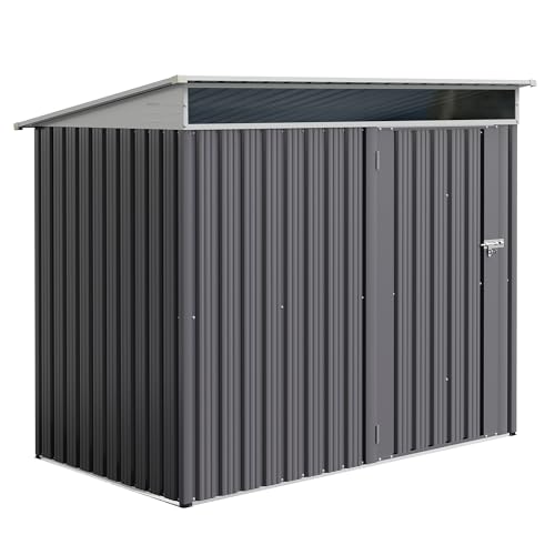 JYQAQA 5x3 FT Outdoor Garden Storage Shed, Waterproof Metal Garden Sheds with Window and Lockable Double Door