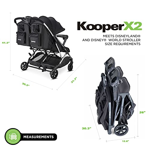 Joovy Kooper X2 Side-by-Side Double Stroller Featuring Dual Snack Trays, One-Handed Fold, Multi-Position Reclining Seats, Adjustable Leg Rests