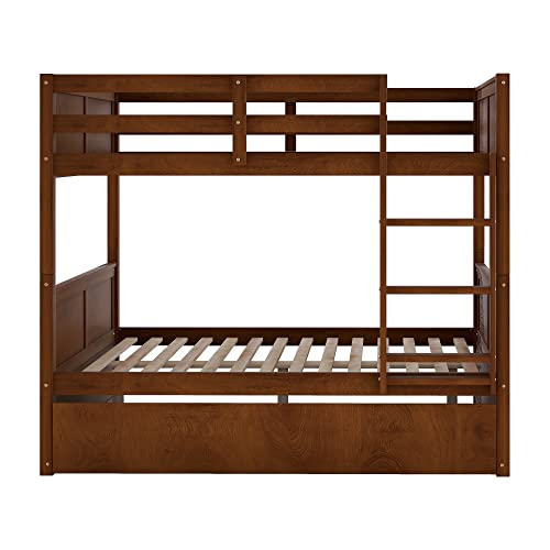SOFTSEA Twin Over Full Bunk Bed with Slide, Solid Wood Bunk Beds with Stairs for Kids