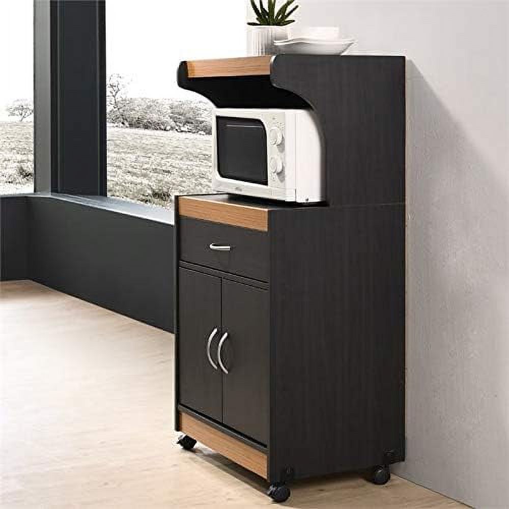 Microwave Kitchen Cart In Black Beech