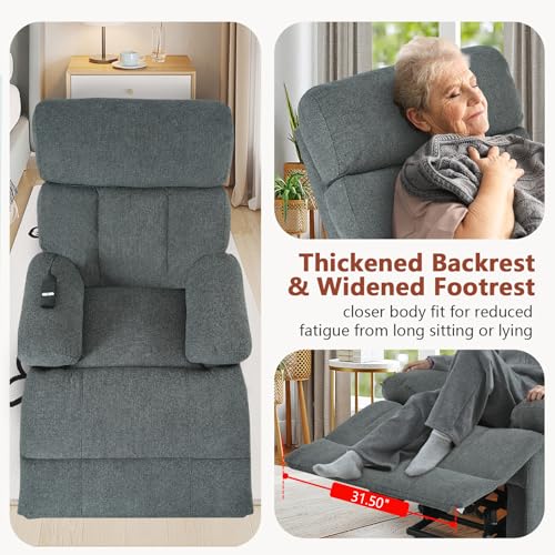 Small Power Lift Recliner for Elderly, Lift Chair Recliners, Electric Recliner Chairs for Seniors, Remote Control, Adjustable, Side Pocket (Navy Blue)