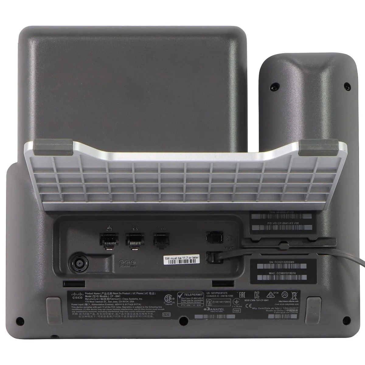 Cisco CP-8841-3PCC-K9= 8841 IP Phone - Corded - Wall Mountable, Desktop - Charcoal Gray