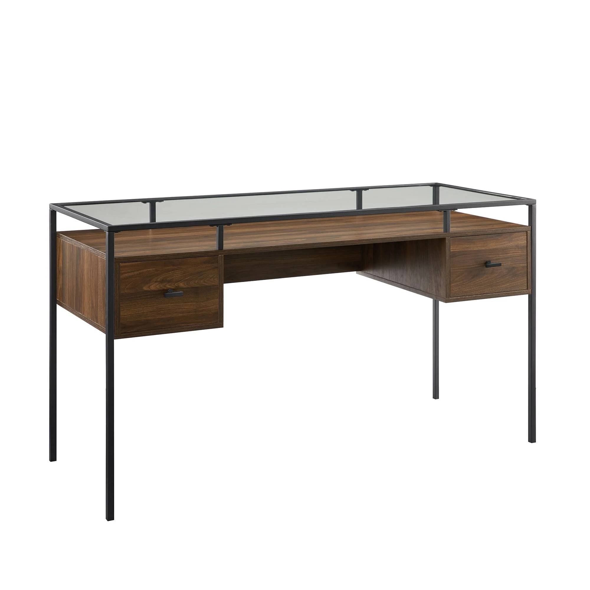 Carson Carrington 56-Inch Glass Top Writing Desk - Dark Walnut