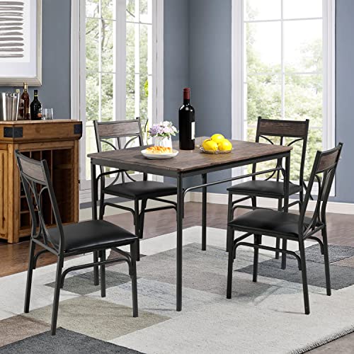 VECELO Kitchen Dining Room Table Set with 2 Chairs for Small Space, Apartment,Metal Steel Frame