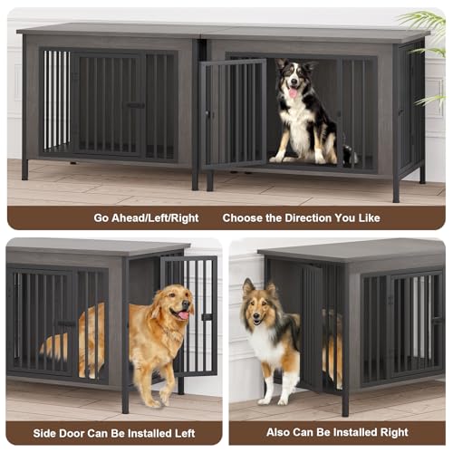 EasyCom 39.96" XL Wooden Large Dog Crate Furniture for Medium and Large Breed