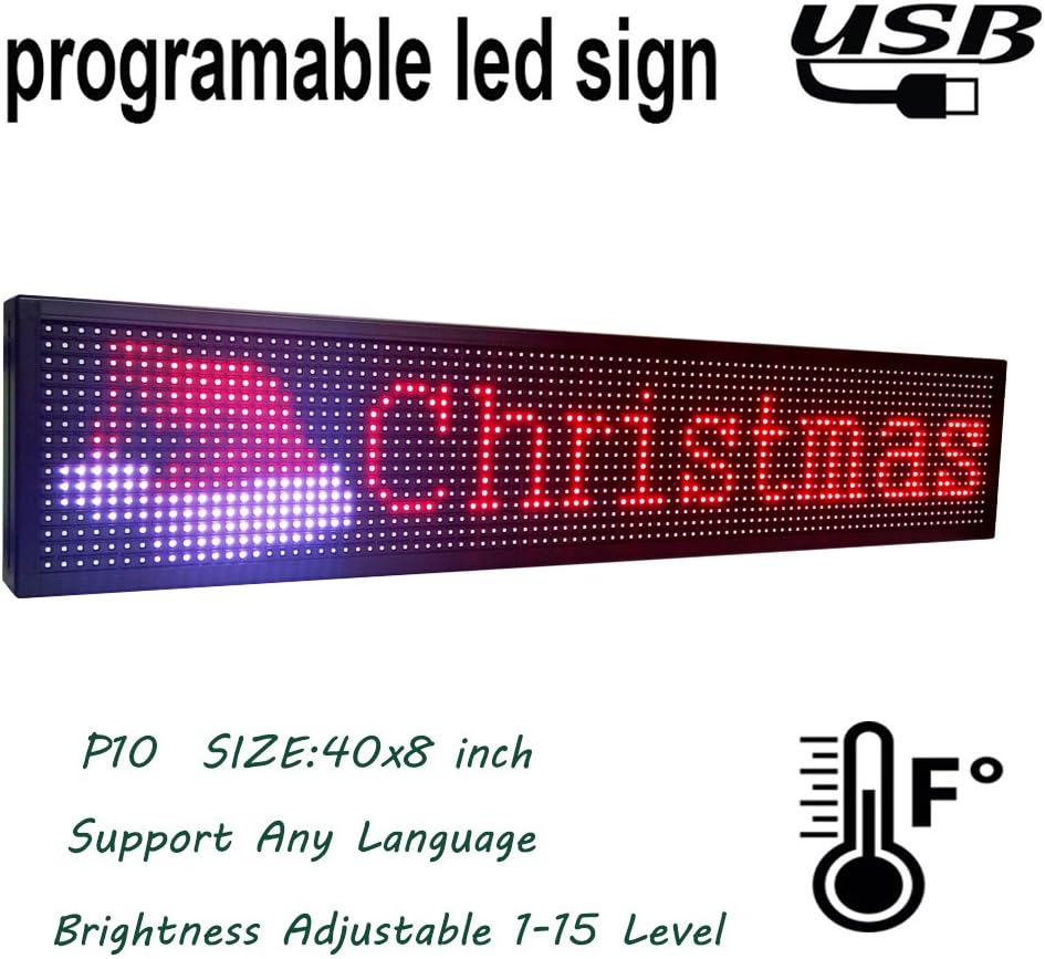 P5 39x14Indoor Full Color LED sign Programmable Scrolling Display Message Board can Edit Text,Image, Video Display Electronic Rolling for Business
