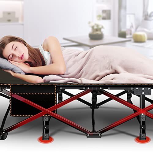 DoCred Folding Camping Cot with Mattress, 2 Pack Heavy Duty Folding Cot for Adults, Portable Sleeping Cot Bed Adults Outdoor Bed with Carry Bag