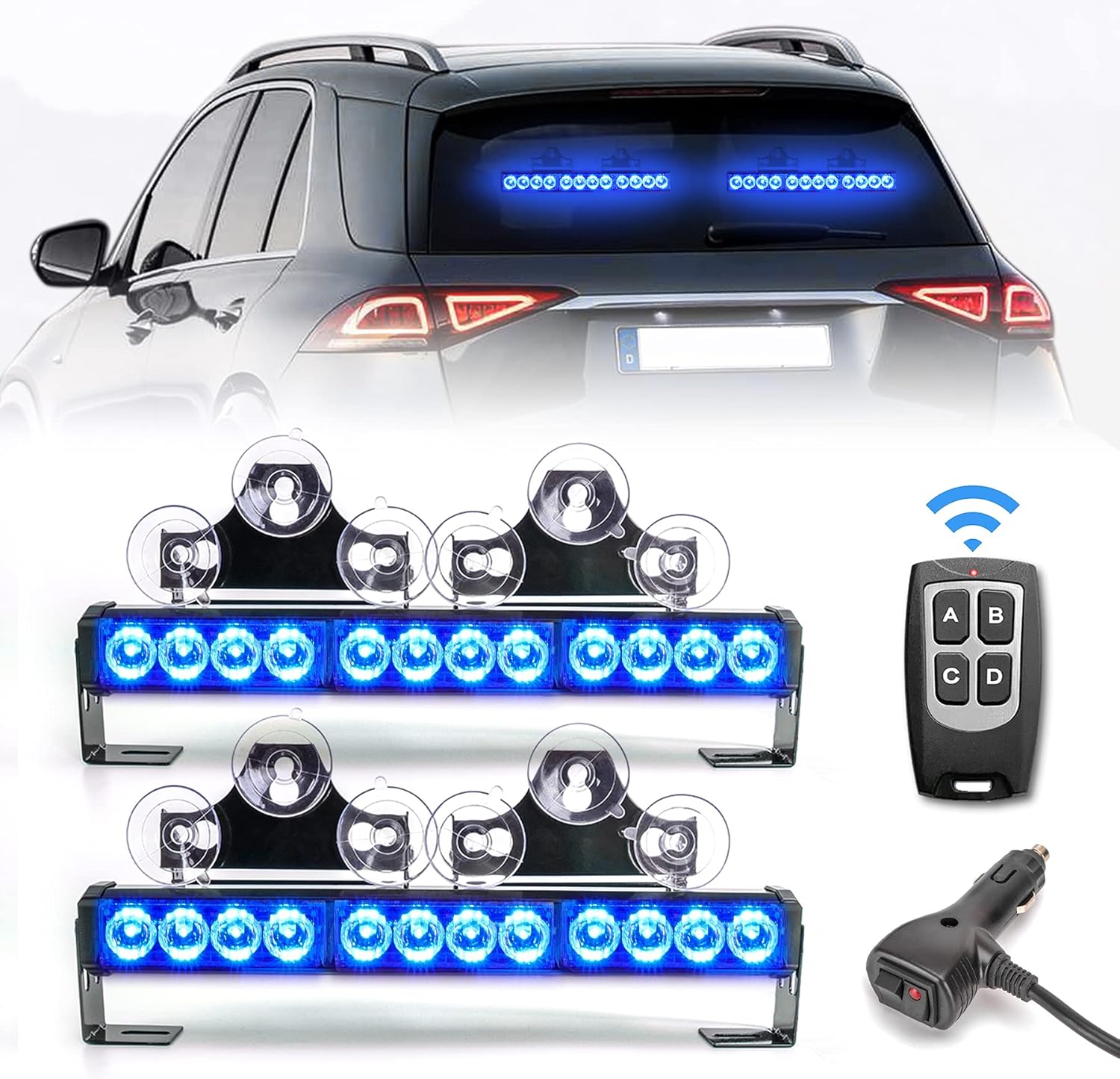 2 in 1 Emergency Strobe Police Light Traffic Advisor Cop Lights Bar For Directional Traffic Advisor Warning Strobe Vehicles Trucks Red and Blue 23