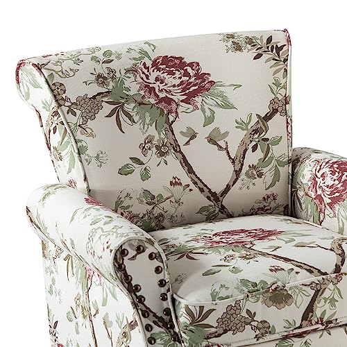 HULALA HOME Modern Wingback Accent Chair with Wood Legs & Removable Cushion, Comfy Upholstered Armchair with Nailhead Trim