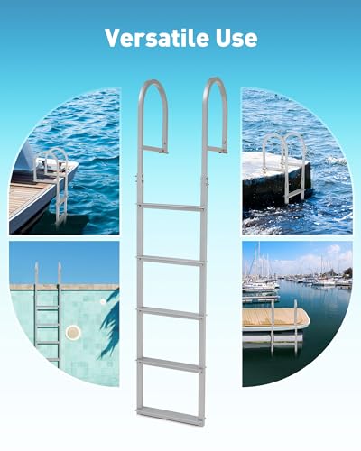 CO-Z 3 Step Removable Dock Ladder, Pontoon Boat Ladder with 350lb Load, Aluminum Swim Ladder with Wide Step & Nonslip Tread