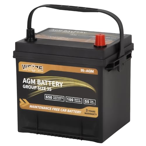 Weize Platinum AGM Battery BCI Group 35 Automotive Battery, 100RC, 650CCA, 36 Months Warranty