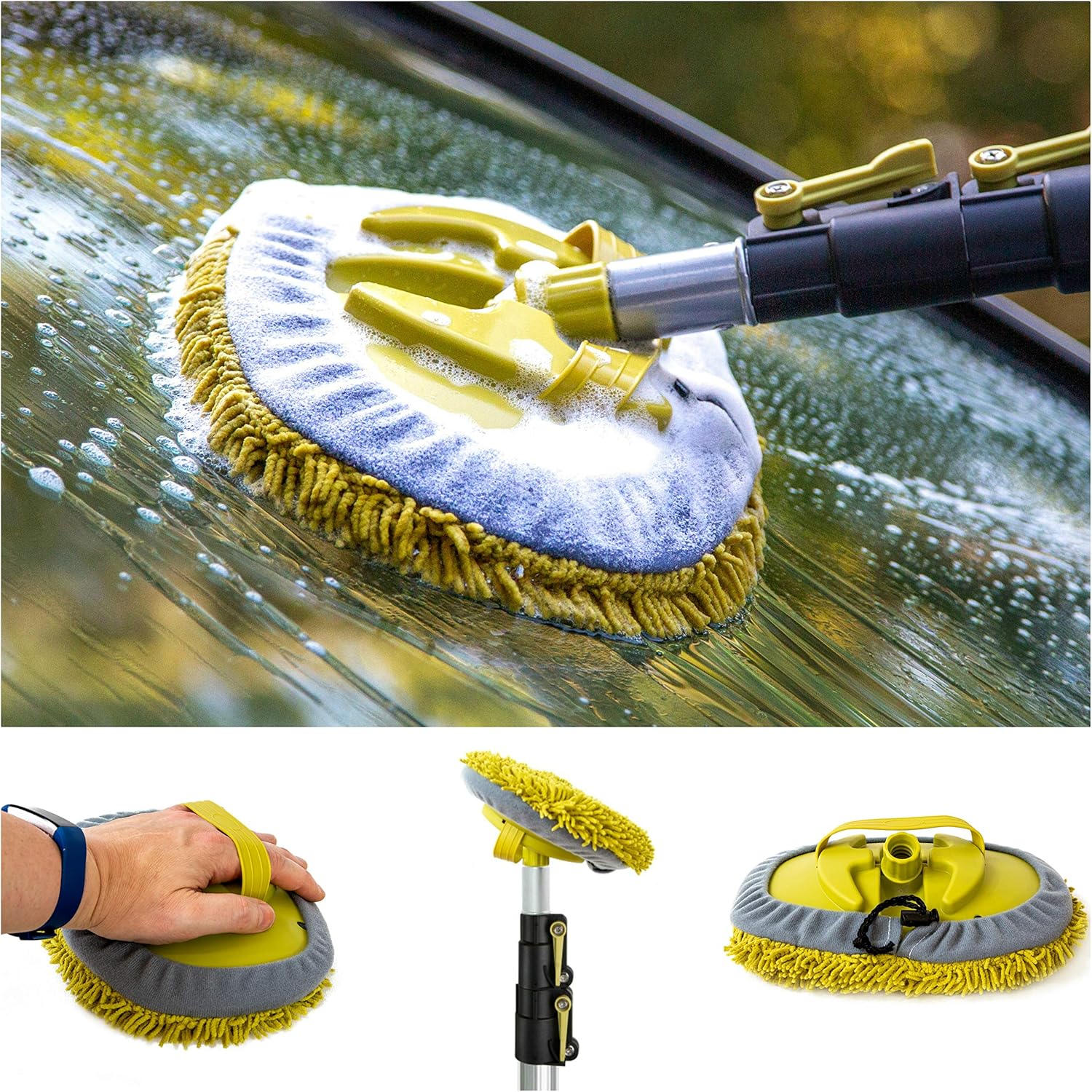 DocaPole 5-12 Foot Car Cleaning Kit | Car Wash Kit with Soft Car Wash Brush, Car Squeegee, Car Wash Mitt (2X)