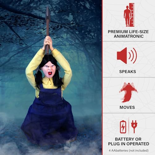 Haunted Hill Farm 5.9 ft. Animatronic Lurching Woman by Tekky, Halloween Animatronic, Scary Indoor House Prop & Decoration