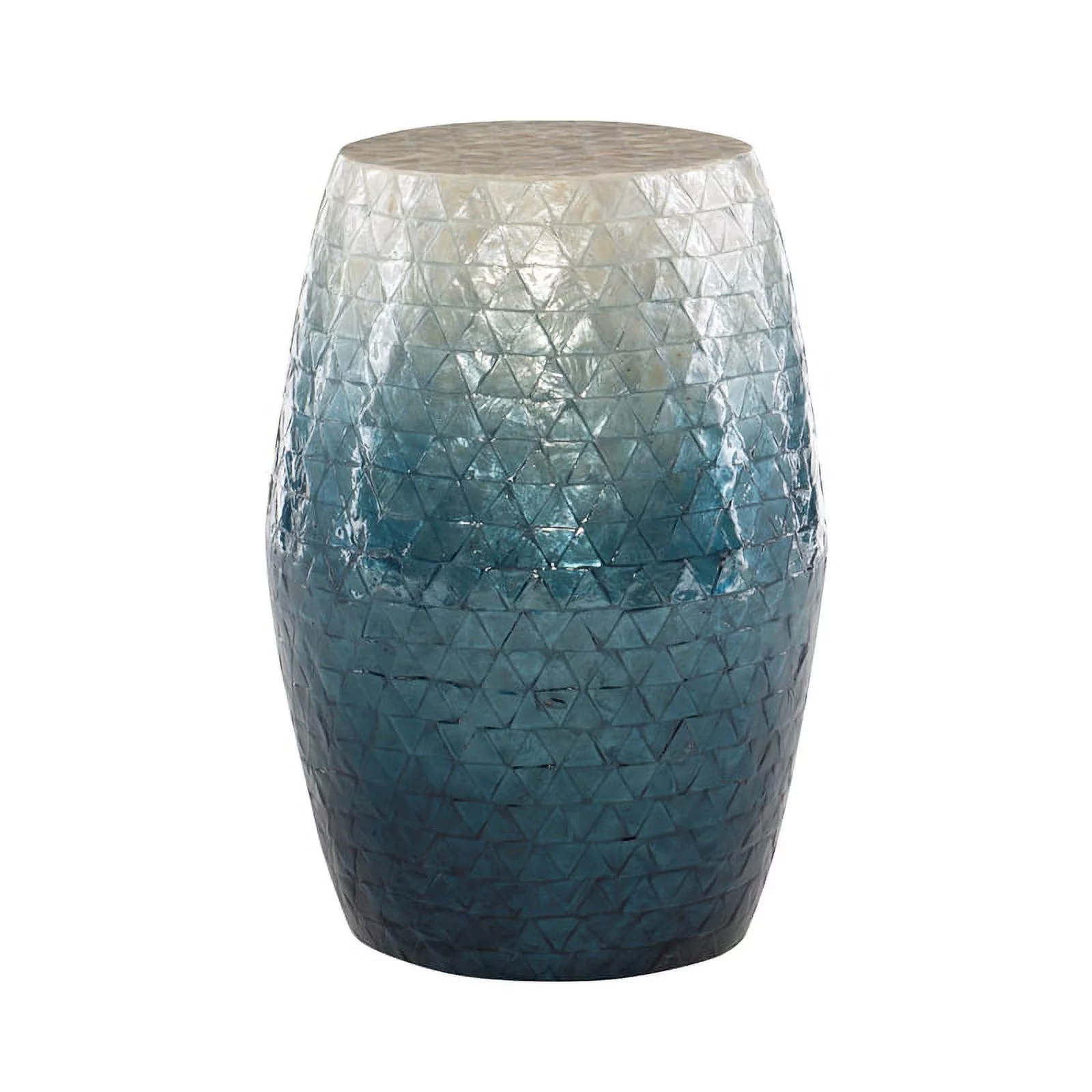 Riverbay Furniture Ombre Capiz Mosaic Drum Table in Blue