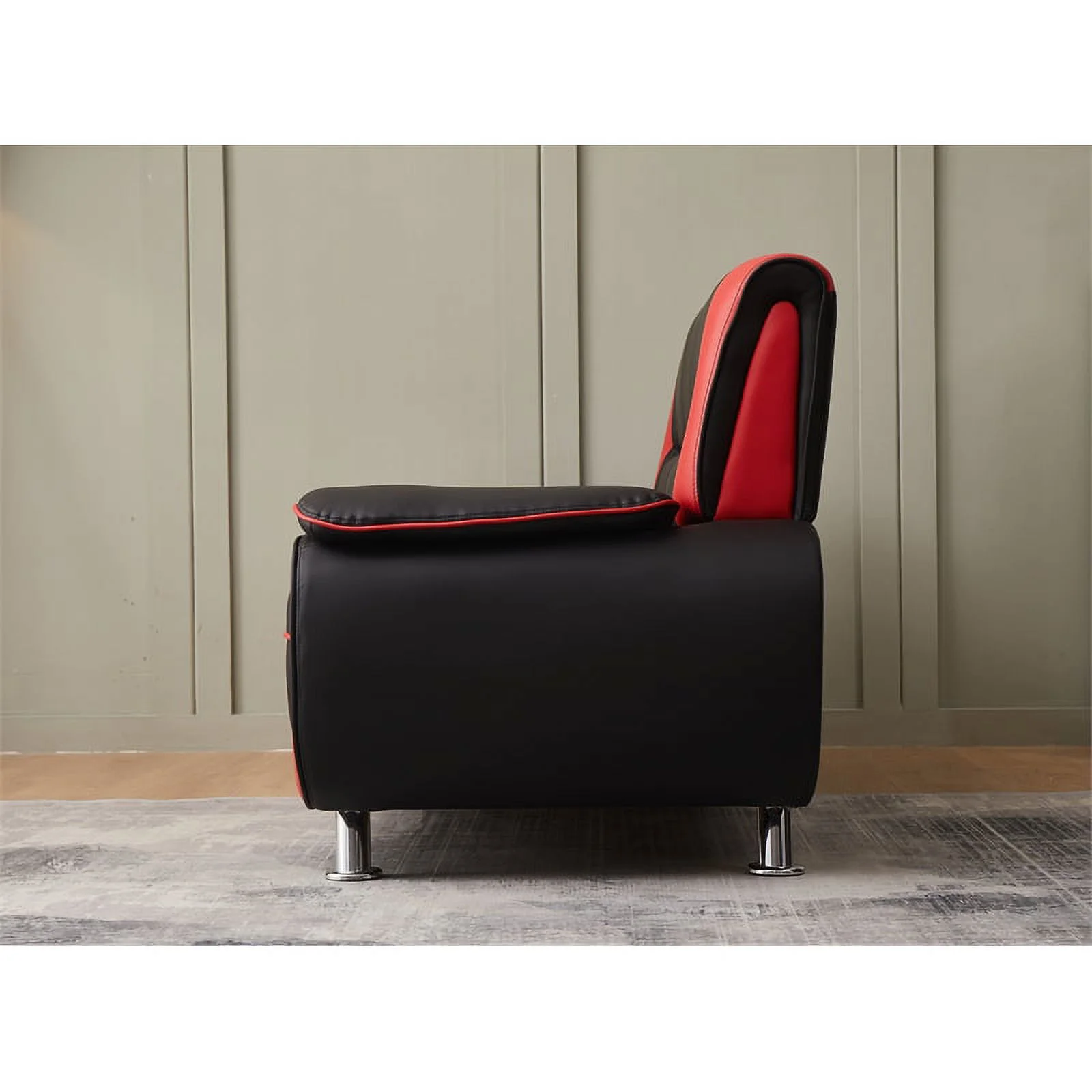 Kingway Furniture Lilian Faux Leather Livingroom Chair in BlackRed