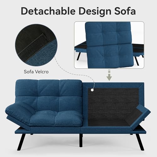 71" Convertible Futon Sofa,Faux Leather Futon Couch Bed,Sleeper Sofa Bed,Memory Foam Modern Folding Small Loveseat for Living Room,Office,Apartment