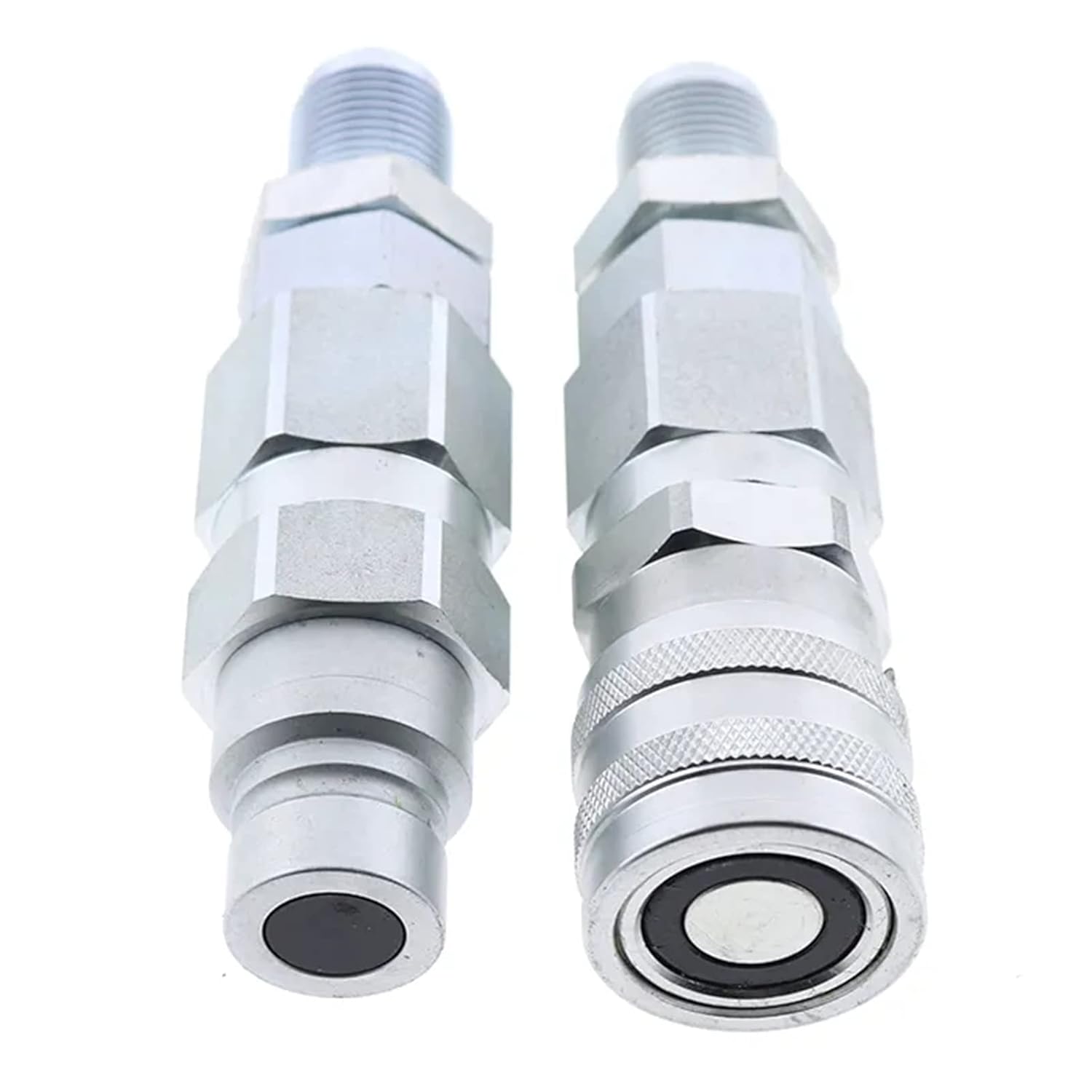 FridayParts 10 JIC Thread 1/2 Flat Face Hydraulic Quick Connect Coupler Set for Bobcat New Holland Case GEHL, Silver