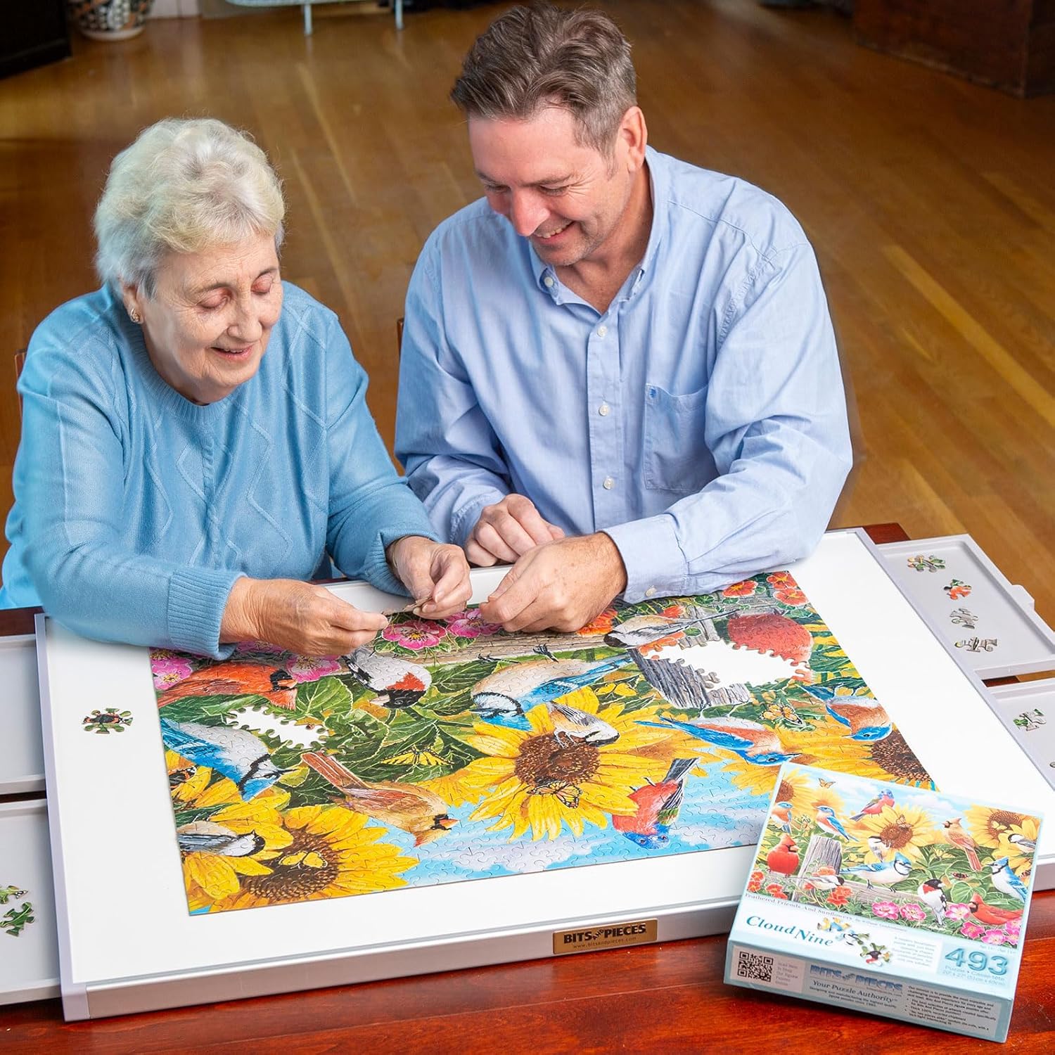 Bits and Pieces - 1500 Piece Puzzle Board with Drawers - Jumbo Pro Plateau