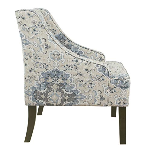 HomePop Velvet Swoop Arm Accent Chair, Suri Blue