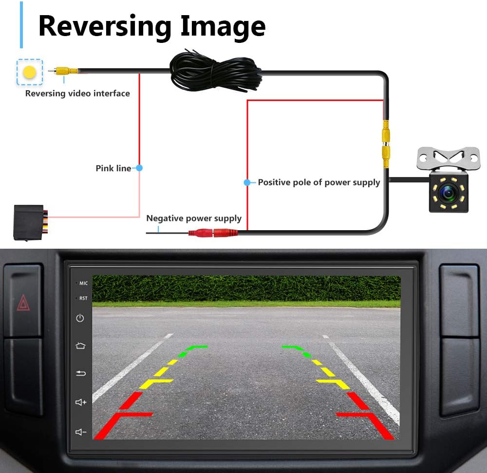 Double Din Android Car Radio with Navigation System Touch Screen Car Stereo Bluetooth Multimedia Player WiFi FM Radio with Backup Camera