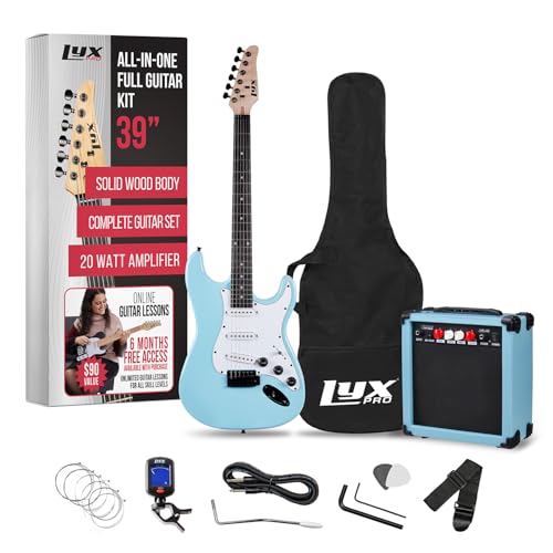 LyxPro Electric Guitar 39" inch Complete Beginner Starter kit Full Size with 20w Amp, Package Includes All Accessories, Digital Tuner, Strings, Picks