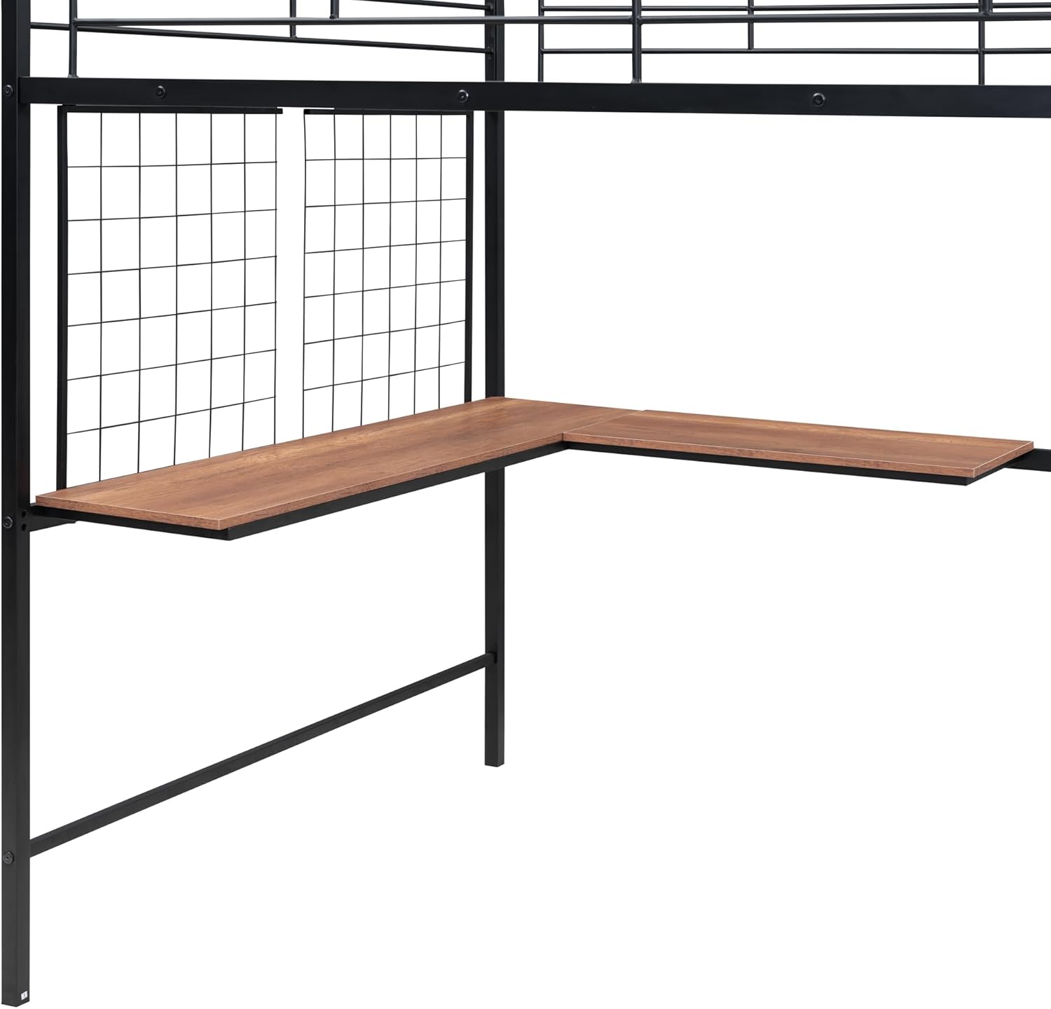 Harper & Bright Designs Metal Full Size Loft Bed with Desk and and Metal Grid, Loft Bed Full with Storage Stairs and Wardrobe