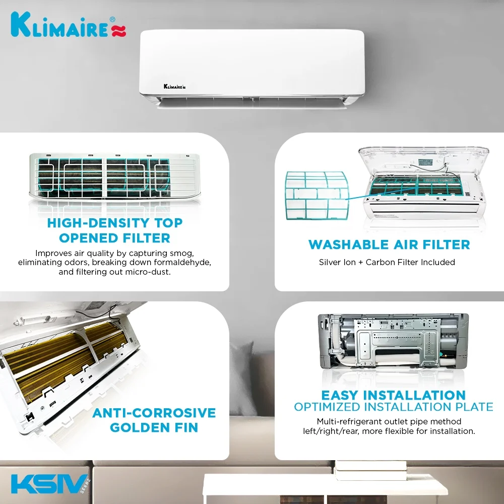 Klimaire 24,000 Btu 18.5 SEER2 Ductless Mini-Split Heat Pump Air Conditioner 1500 sq. ft.