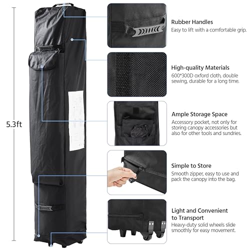 Yaheetech Heavy Duty Pop Up Canopy Tent, 10x20 Commercial Instant Shelter Tent for Wedding, Parties, Adjustable Outdoor Canopy with Wheeled Carry Bag