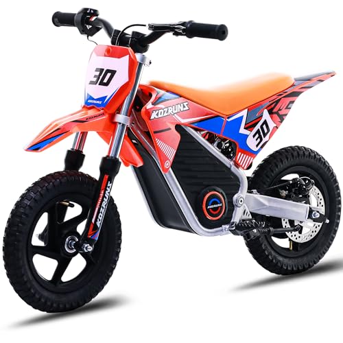 OLALA 36V Electric Dirt Bike for Kids Aged 4-8, Brushless 350W Racing Grade Electric Motorcycle, Up to 18.6MPH & 3 Speed Settings, Dual Disc Brakes