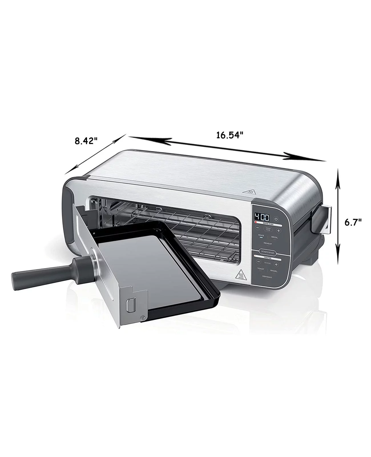 2-in-1 Flip Toaster Oven - Compact Toaster Oven for Reheat Defrost 2-Slice Capacity (Stainless Steel)