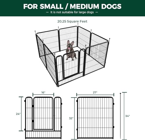 FXW Rollick Dog Playpen for Yard, RV Camping, 32 inch 16 Panels for Small and Medium Dogs│Patented