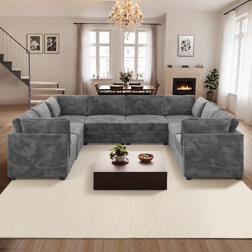 ovios 130.7" Modular Sectional Sofa Couch, U-Shaped Cloud Couches with 2 Ottomans Chaise