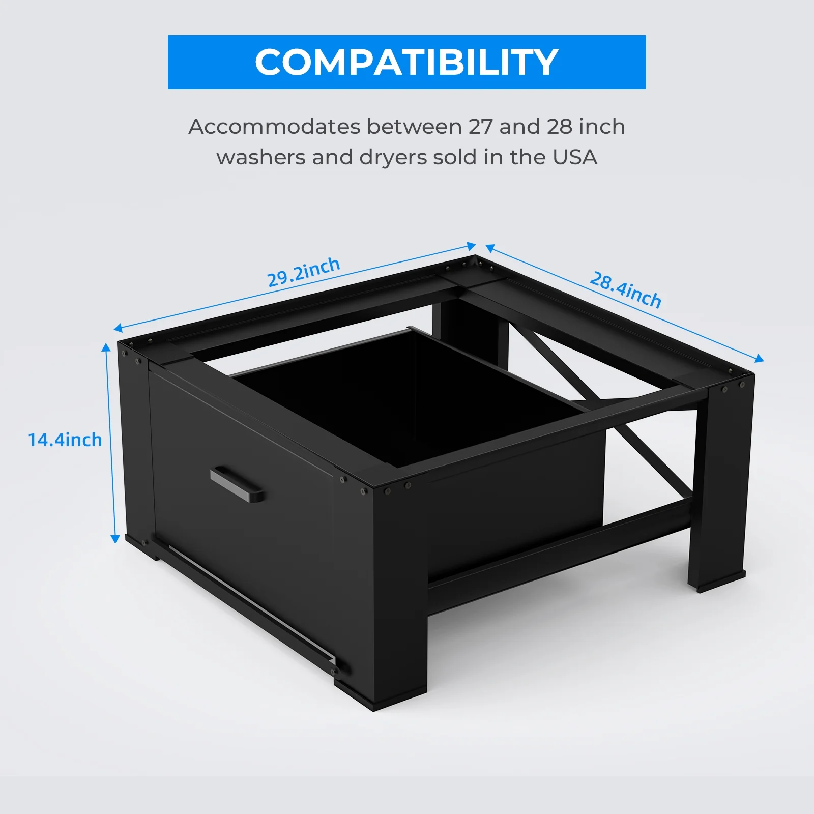 2 Pack Laundry Pedestals 28"× 29" Heavy Duty Inlife Dual Washing Machine Pedestals, Washer and Dryer Stands, Stainless Steel, Black