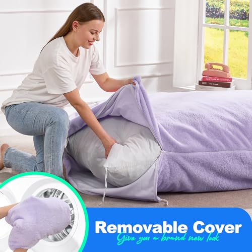 Hobestluk 3 in 1 Bean Bag Chair Giant Bean Bag Chairs Convertible Bean Bag Floor Cushion with Machine Washable Cover