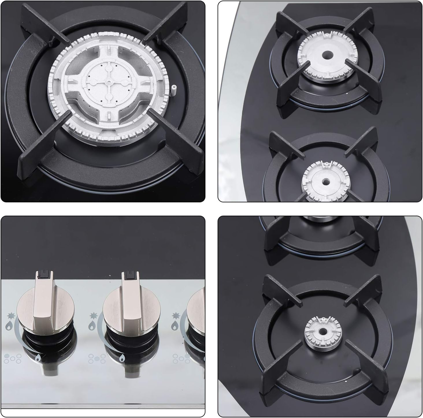 36" Gas Cooktop, Stainless Steel Built-in Gas Stove 5 Burners with Independent Switch Control, NG/LPG Convertible Gas Cooktop,Thermocouple Protection