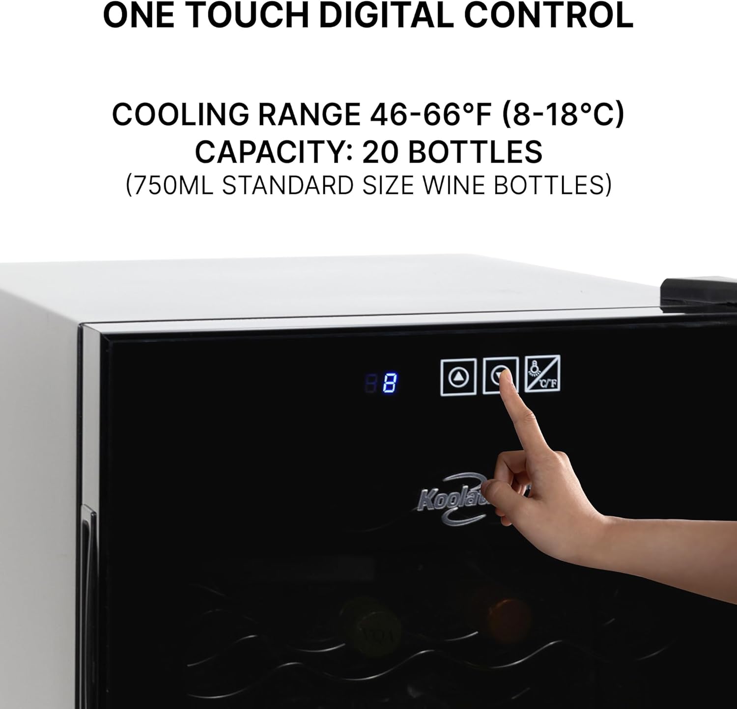 Koolatron 20 Bottle Wine Cooler, Black Thermoelectric Wine Fridge, 1.7 cu. ft. (48L), Freestanding Wine Cellar, Red