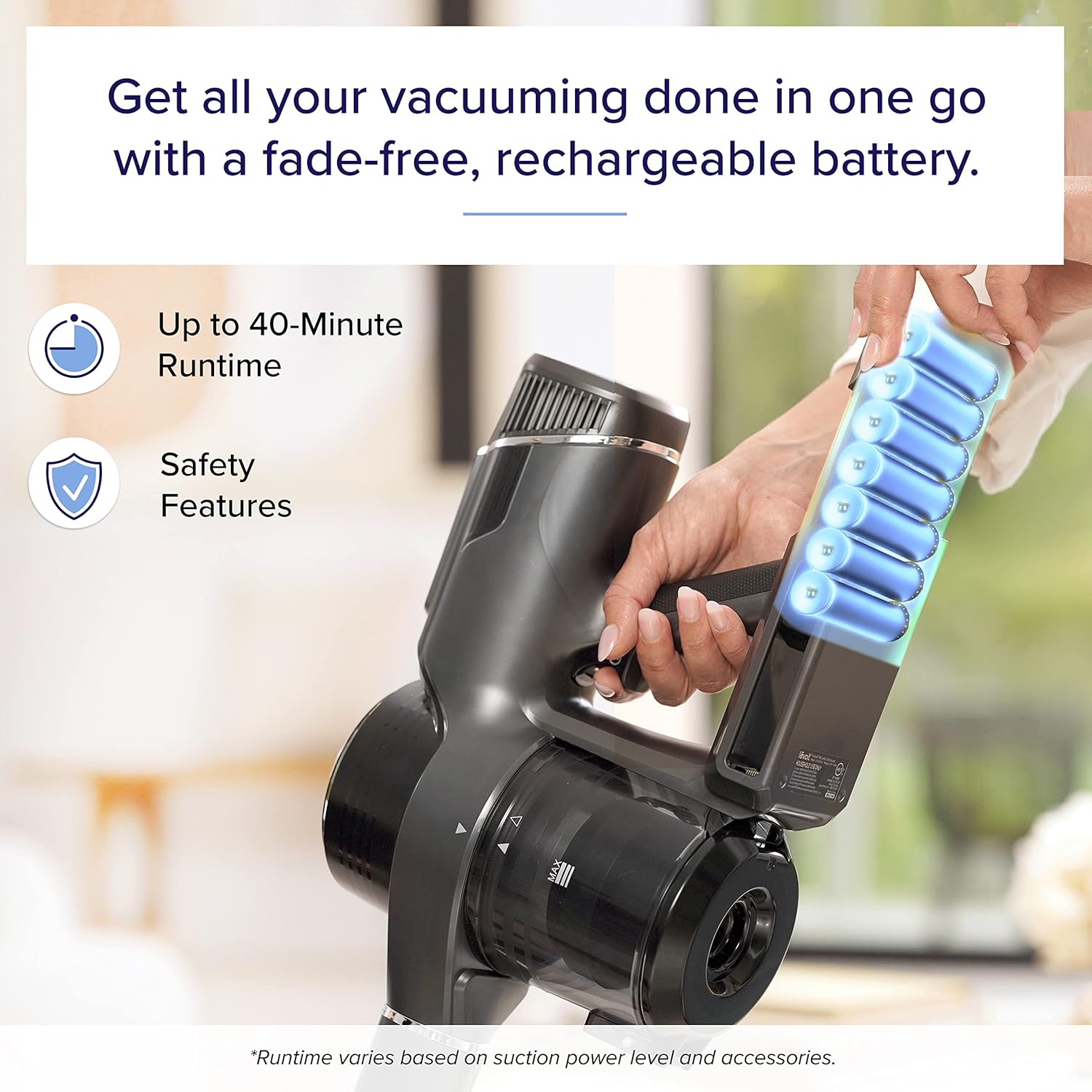 LEVOIT Cordless Vacuum Cleaner, Smart Stick Wireless Vac with 23 kPa Powerful Suction for Pet Hair, Carpet, Hard Floor, Auto Mode, Lightweight