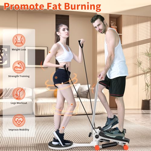 Mini Twist Stepper with Resistance Bands, Stepper Machine with 330LBS Weight Capacity, Mini Stepper with Adjustable Twist Table, LCD Monitor