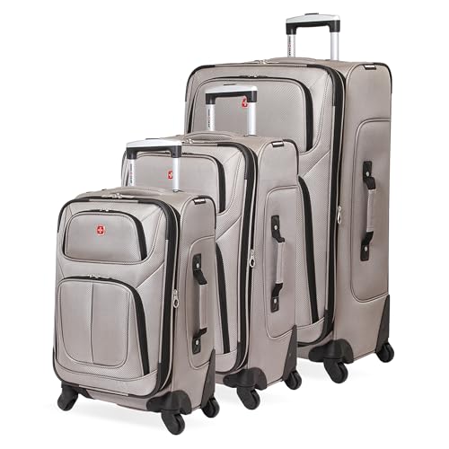 SwissGear Sion Softside Expandable Roller Luggage, Teal, 3 Piece Set (21/25/29)