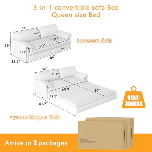 70.1" Futon Sofa Bed Queen Size, Pull Out Bed, 3-in-1 Convertible Sleeper Sofa with 2 Soft Pillows, Modern Velvet Futon Couch for Living Room