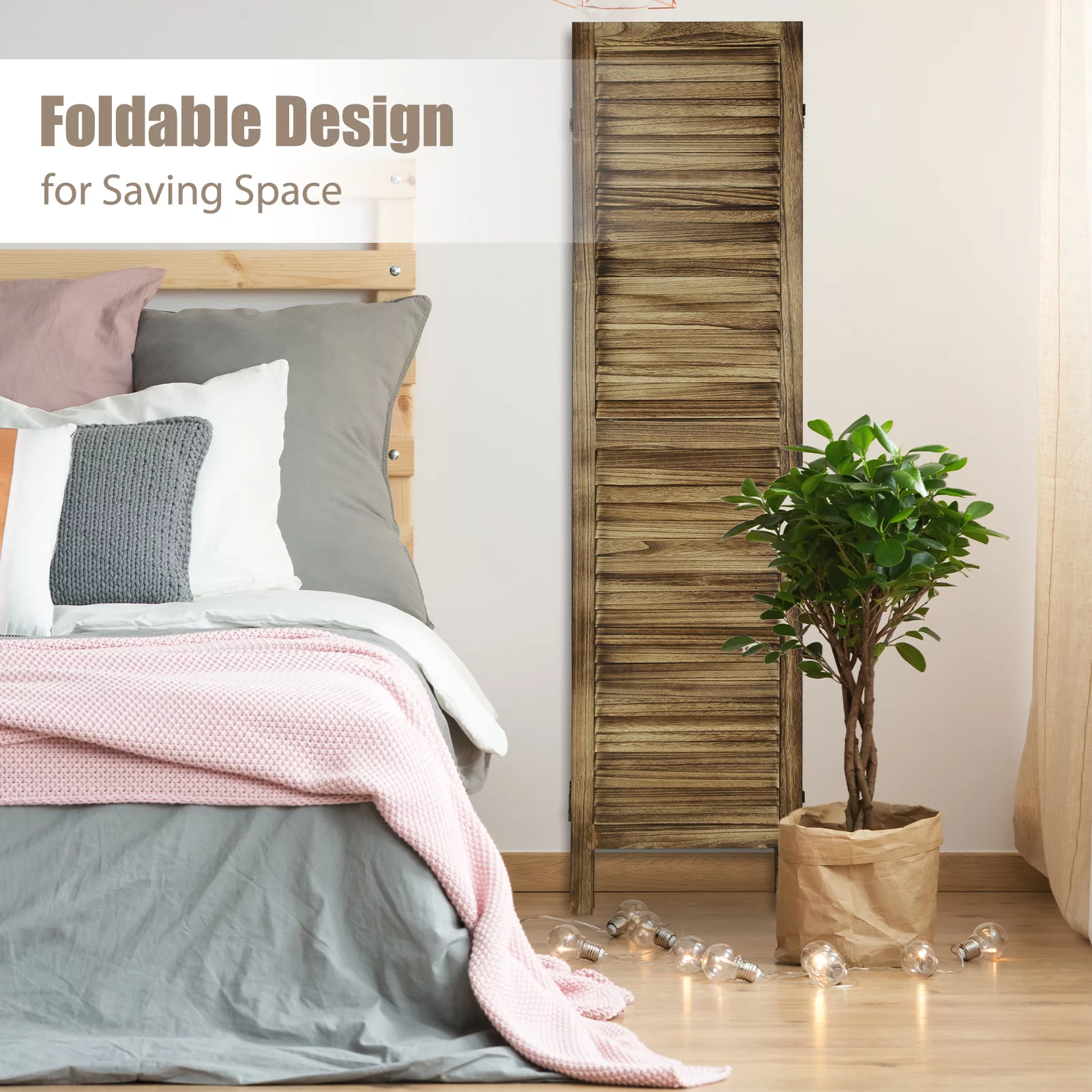 Hofitlead 8 Panel Room Divider, Folding Room Divider Privacy Screen 5.6Ft Tall, for Home Office Bedroom,Brown