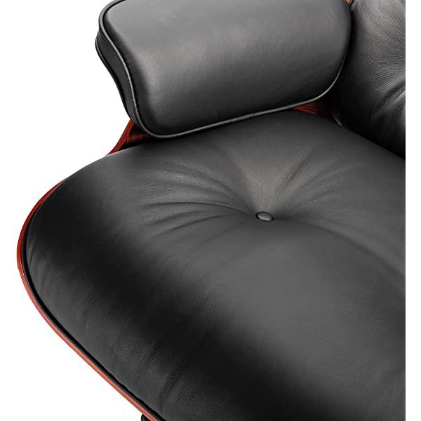 Mid Century Lounge Chair and Ottoman, Modern Chair Classic Design, Top Grain Leather Palisander Wood, Heavy Duty Base Support for Living Room, Study