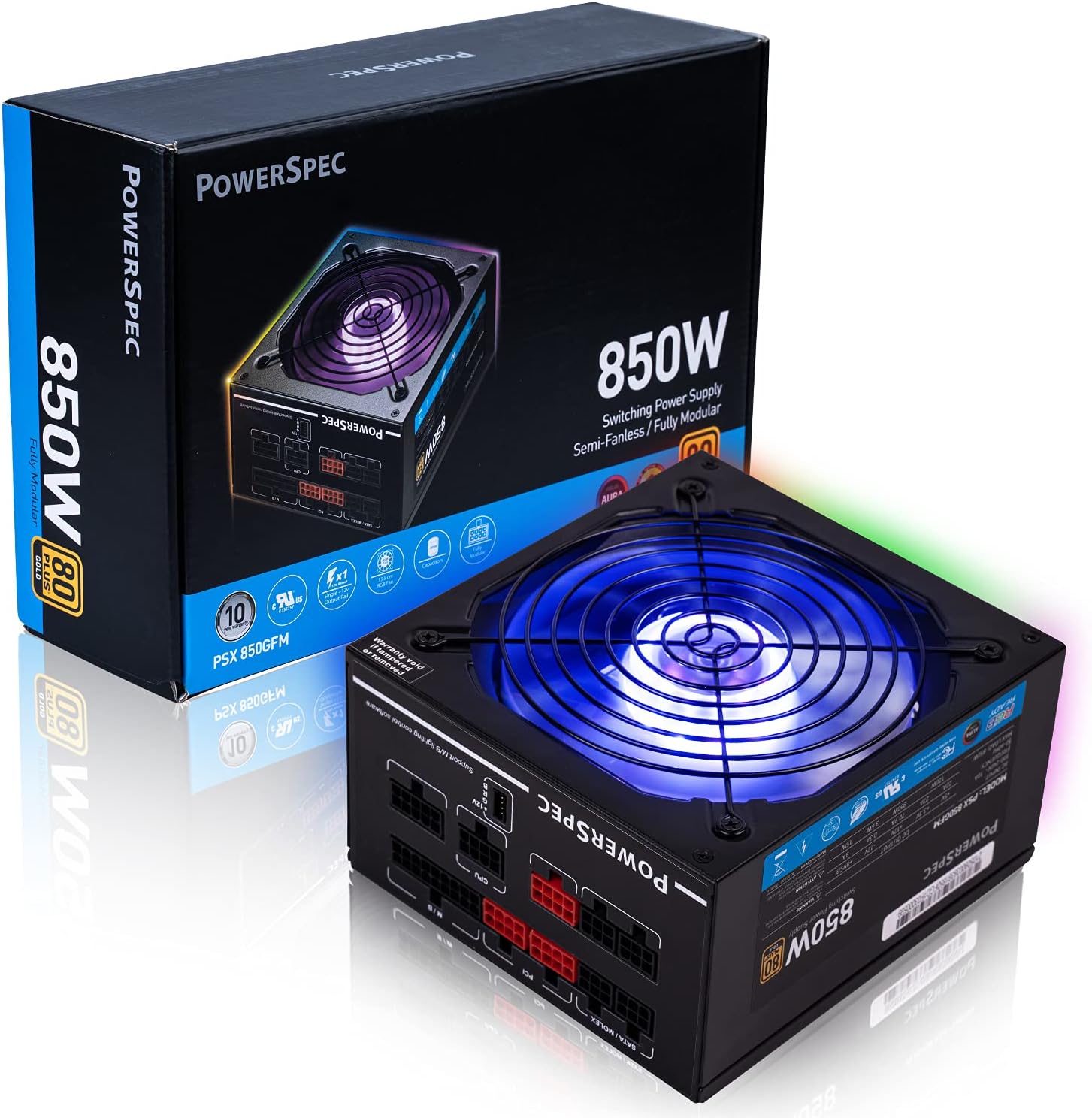PowerSpec 650W Power Supply 80 Plus Bronze Certified Fixed Cable Non-Modular ATX PSU Active PFC SLI Crossfire Ready Gaming PC Computer Switching